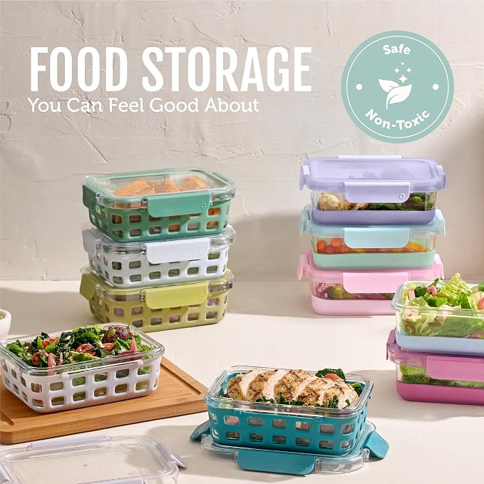 Ello Duraglass Refresh 3.4 Cup Meal Prep Containers, Garden Goals | Glass meal - Image 7