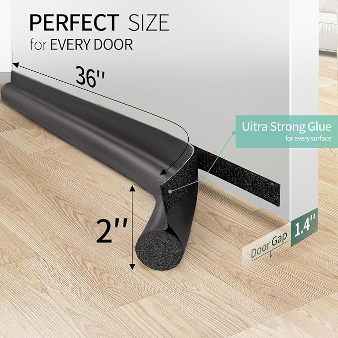 MAXTID Under Door Draft Stoppers 36 Inch Grey Door Draft Blocker Draft Stoppers - Image 3