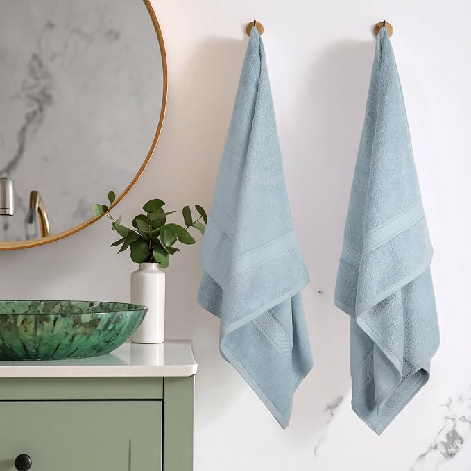 SUPERIOR Egyptian Cotton Plush & Absorbent, Bath Towel Set of 2, Light Blue | - Image 2