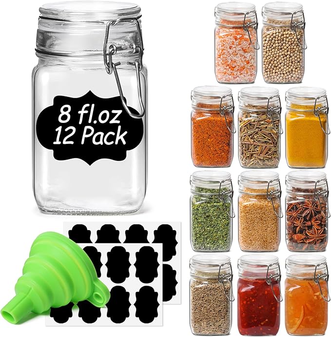 ComSaf Square Small 8 oz Glass Spice Jars by ComSaf