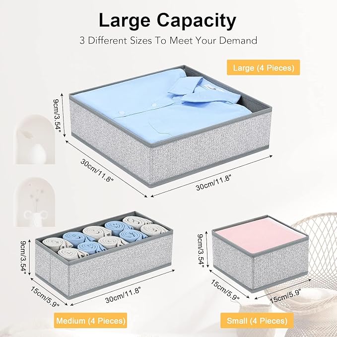 DIMJ Drawer Organizers Cloths, Closet Underwear Organizer, 15 Packs Foldable - Image 2