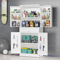 VINGLI Metal Storage Cabinet with 4 Doors & 1 Drawer, 71'' Steel Locking Cabinet with 6 Door Hanging Shelves and Adjustable Shelves for Garage, Warehouse, Home Kitchen, Dining Living Room (White)