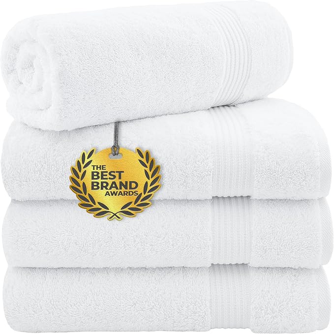 Cotton Paradise Turkish Towel Set, Soft Absorbent Quick Dry, 4 Piece Bath Towel by UNITEDHOMETEXTILE