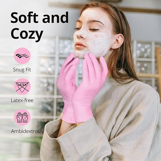 SwiftGrip Pink Nitrile Gloves, Industrial Gloves Disposable Latex Free - Image 3