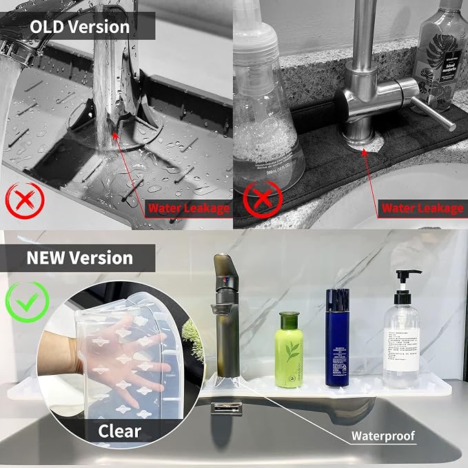 Gosmol Kitchen Faucet Sink Splash Guard Silicone Faucet Mat Clear XXL 30 In | - Image 3