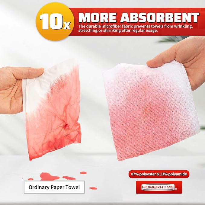White Microfiber Cleaning Cloth, 150 Pack Shop Towels All-Purpose Cleaning Rags - Image 5