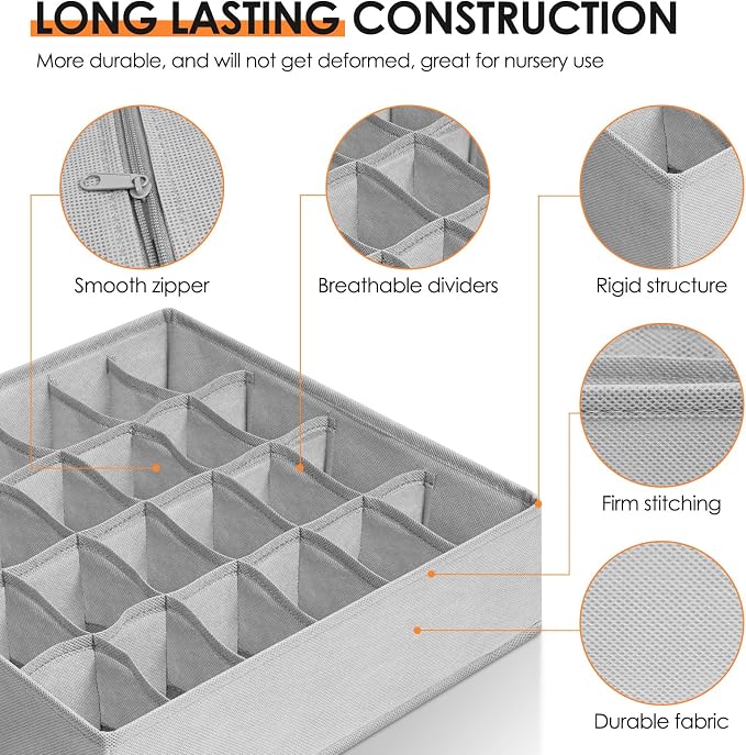 16 Pack Sock Underwear Drawer Organizer, 96 Cells Dresser Organizer - Image 4