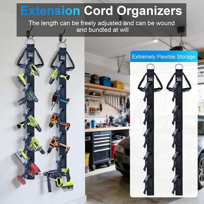 Adjustable Wall Mounted Extension Cord Organizer 2-Pack | Adjustable Vertical - Image 2