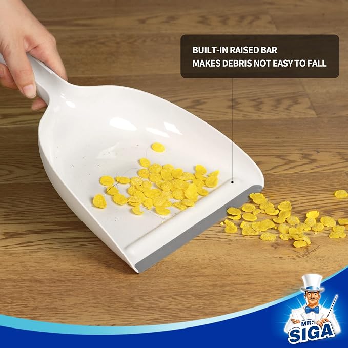 MR.SIGA Dustpan and Brush Set, Bamboo Handle, 1 Set | Handheld brush and - Image 4