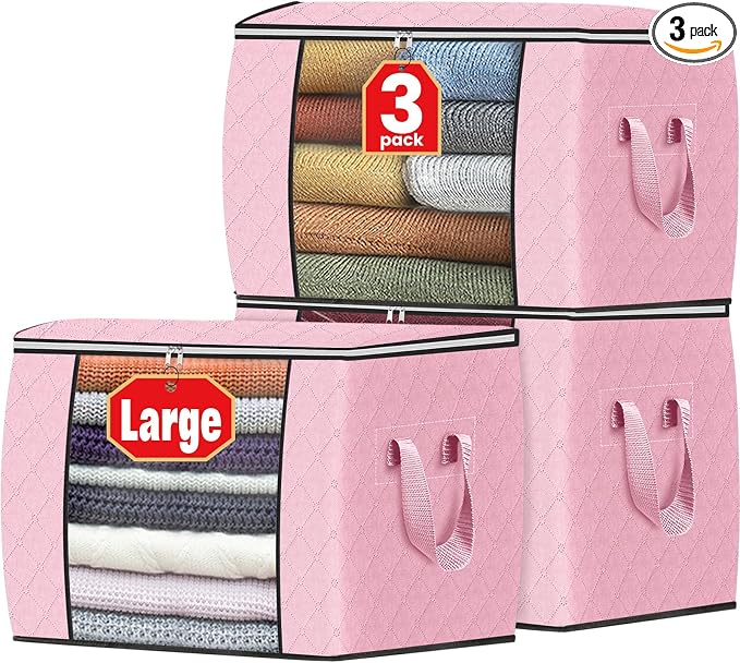 90L Clothes Storage, Foldable Thick Fabric Blanket Storage Bags | Foldable by Fabtotes