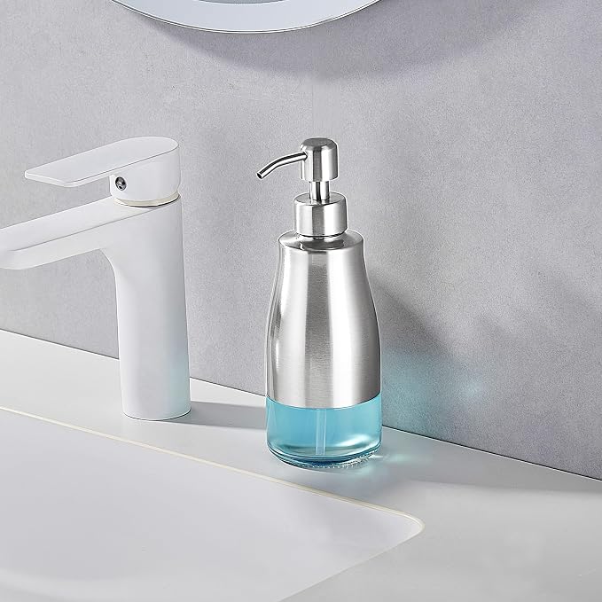 Stainless Steel Dish Soap Dispenser, 11oz/320ml Silver | Rust-Resistant Brushed - Image 6