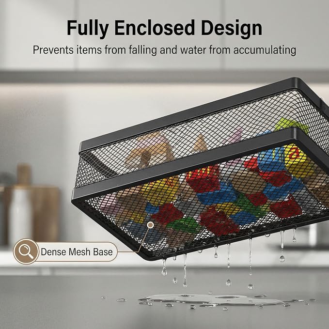 PUSDON Mesh Shower Caddy Wall Mount, Heavy Duty Adhesive Bathroom Shelf - Image 5