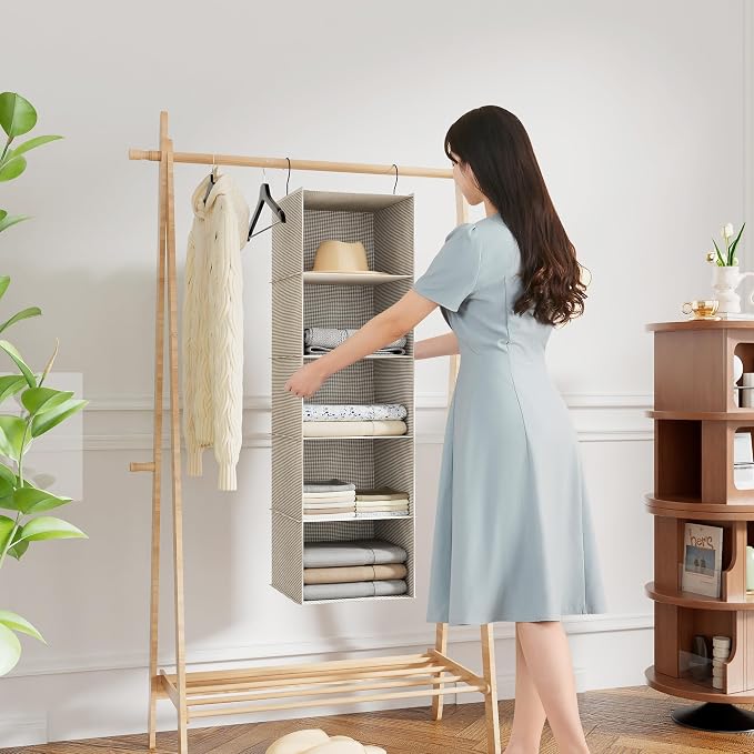 Hanging Closet Organizer 5-Tier, Oxford Wardrobe Storage, shoes & accessories; - Image 2