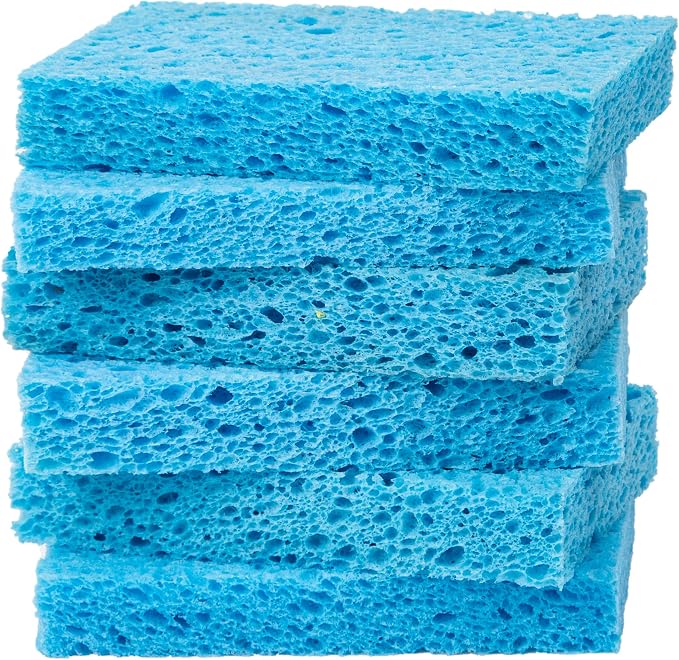 6 Pack Blue Cellulose Scrub Sponges Non-Scratch Heavy Duty Kitchen | Cellulose by ARCLIBER