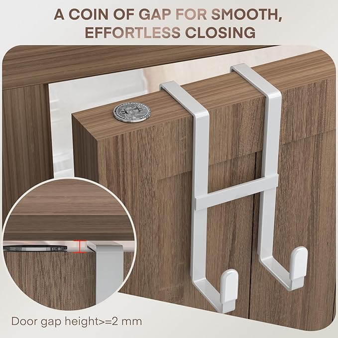 FYY Over The Door Hooks, 2 Packs Double Sided-Hanger Fits Door 1-7/8"White | No - Image 6