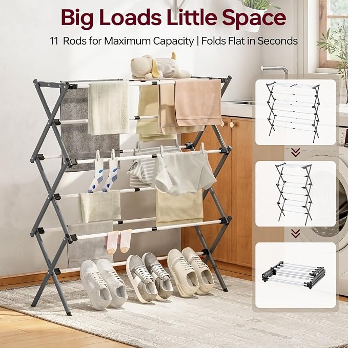 Large Clothes Drying Rack, 14.57" D × 44.88" H | Foldable & Extendable - Image 4