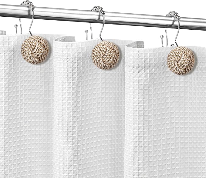 Sunlit Boho Knots Double Shower Curtain Hooks, Home Decorative Shower Curtain - Image 6