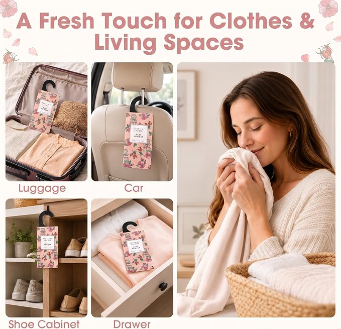Large 12 Packs Baby Powder Hanging Scented Sachets Long-Lasting Closet - Image 3