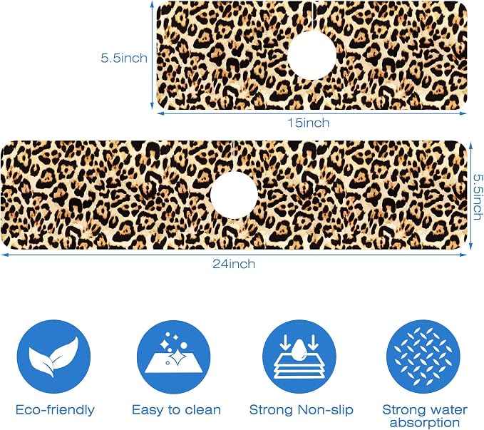 Abstract Brown Leopard Dish Drying Mat - Image 3