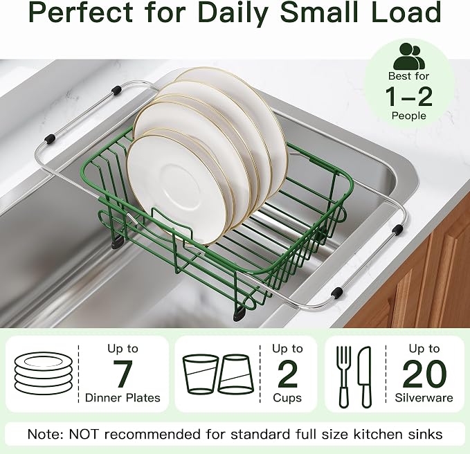 JASIWAY Green Dish Drying Rack in Sink - Image 5