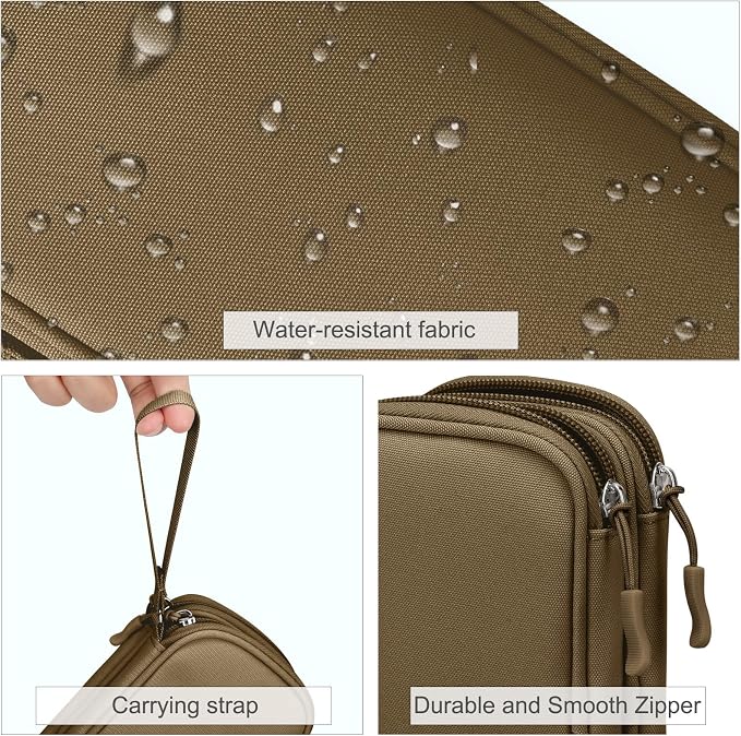 FYY Electronic Organizer, Travel Tech Pouch Bag, Cable Organizer Brown | Wrist - Image 4