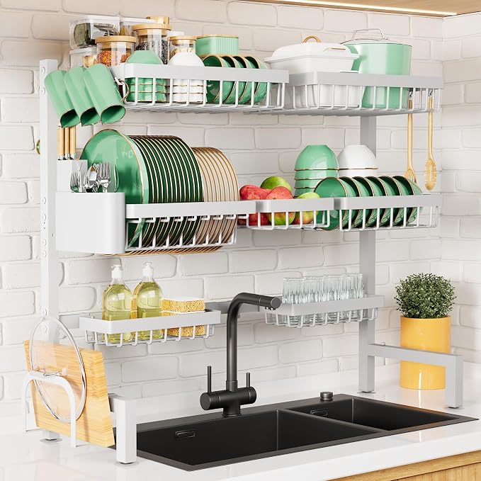 Kitsure Adjustable Over The Sink Dish Drying Rack, 31.5" -39.4" x 30.3" | Sink by Kitsure