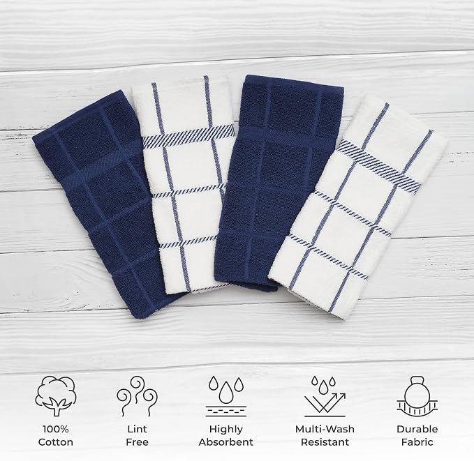 100% Cotton Terry Dish Towels, 4 pack16 x26 Inches, Super Soft and Absorbent - Image 2