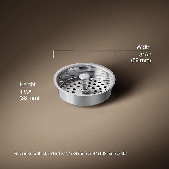 KOHLER K8803-CP Duostrainer Sink Strainer Basket, Removeable Stainless Steel - Image 3