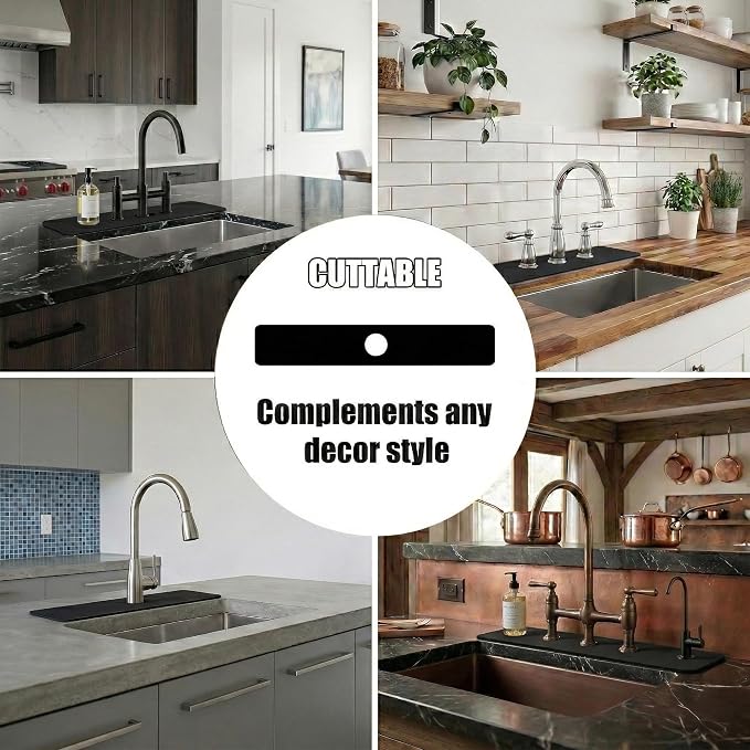 Cuttable Kitchen Sink Faucet Mat: 24" Lx4 W Splash Guard - Image 3