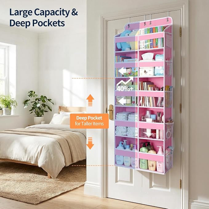 Yecaye 5 Tier Over The Door Organizer, 10 Compartments Large Door Storage | 20" - Image 3