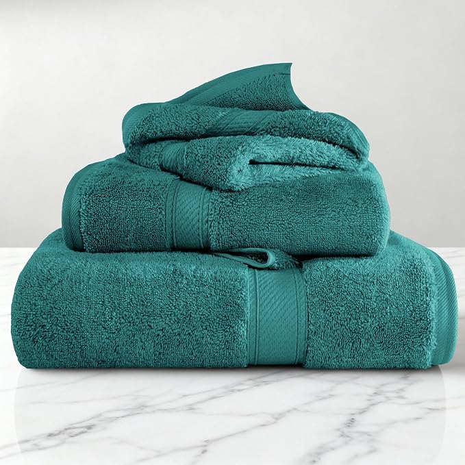 Superior Egyptian Cotton Ultra Plush & Absorbent, 3 Piece Set, Teal | Quick Dry - Image 2
