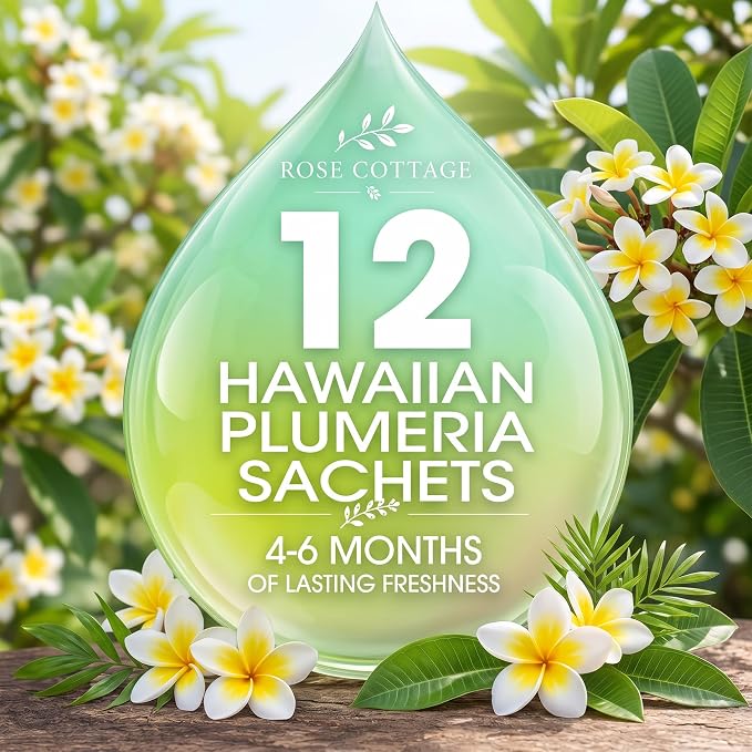 Large 12 Packs Hawaiian Plumeria Hanging Scented Sachets Long-Lasting Closet - Image 6