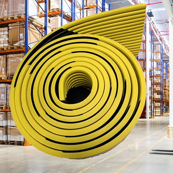Heavy Duty Wall & Corner Guards 5m Corrugated Self-Adhesive NBR Rubber Protection with Yellow/Black Stripes for Parking Columns & Garage Safety(1PCS,10 cm)