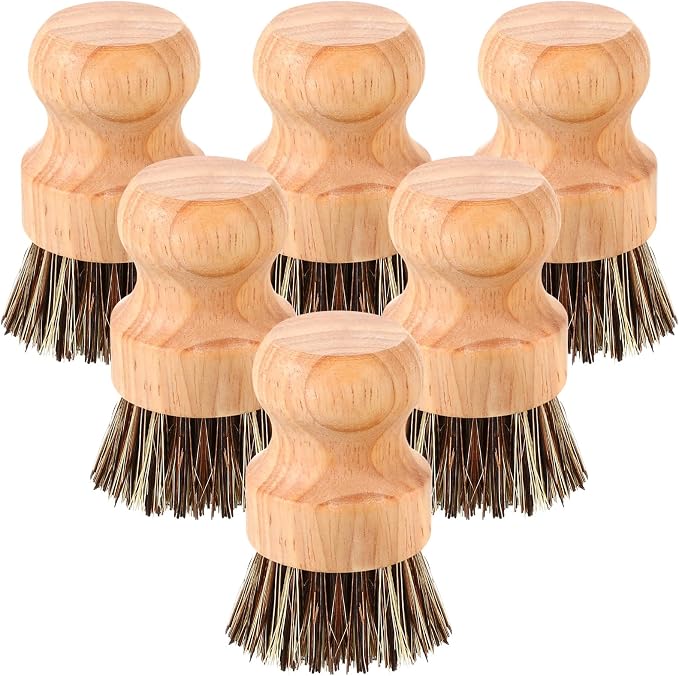 Nuenen 6 Packs Bamboo Dish Scrub Brushes Wooden Scrubbers Set Kitchen by Nuenen