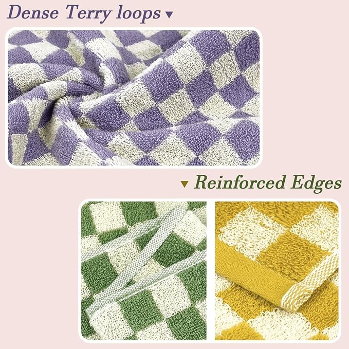 Jacquotha Hand Towels for Bathroom 4 Pack, Checkered Hand Towel Set - Image 5