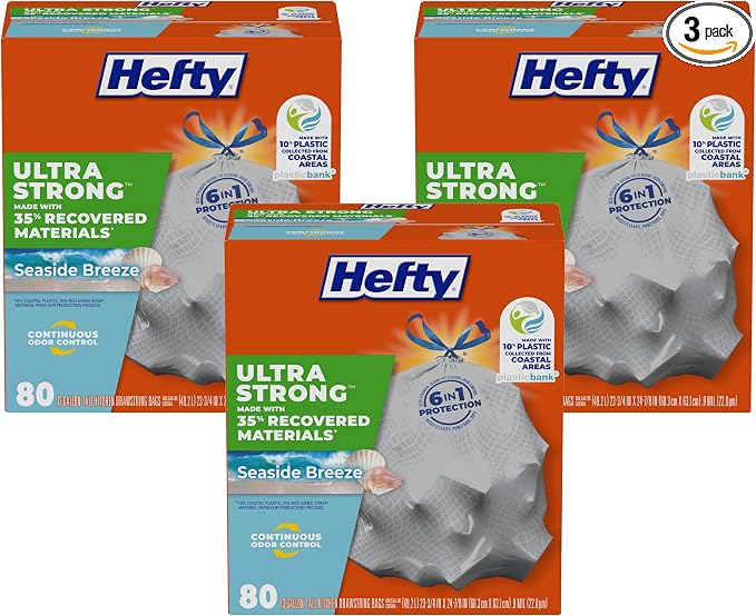 Hefty Ultra Strong Trash Bags | Kitchen | 13 Gallon | 80 Bags by Hefty