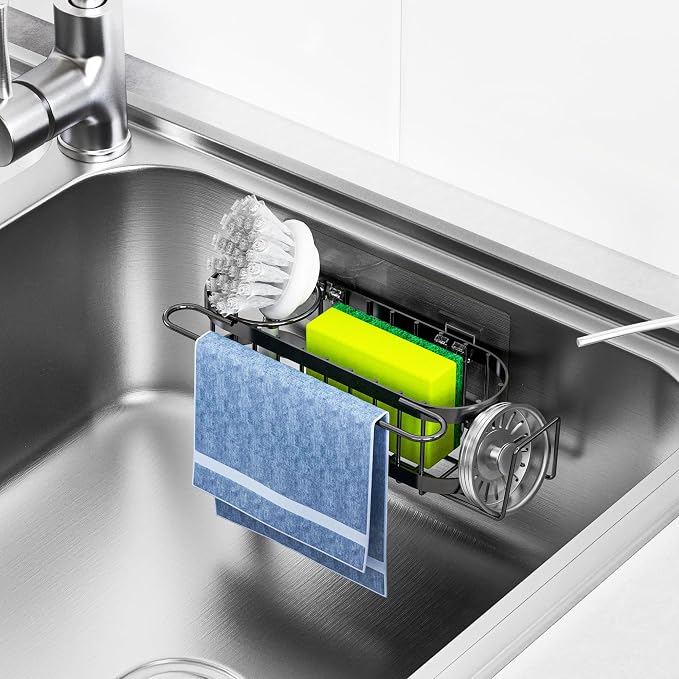 Cisily Kitchen Sink Caddy Sponge Holder in The Sink, Stainless Steel Kitchen - Image 3