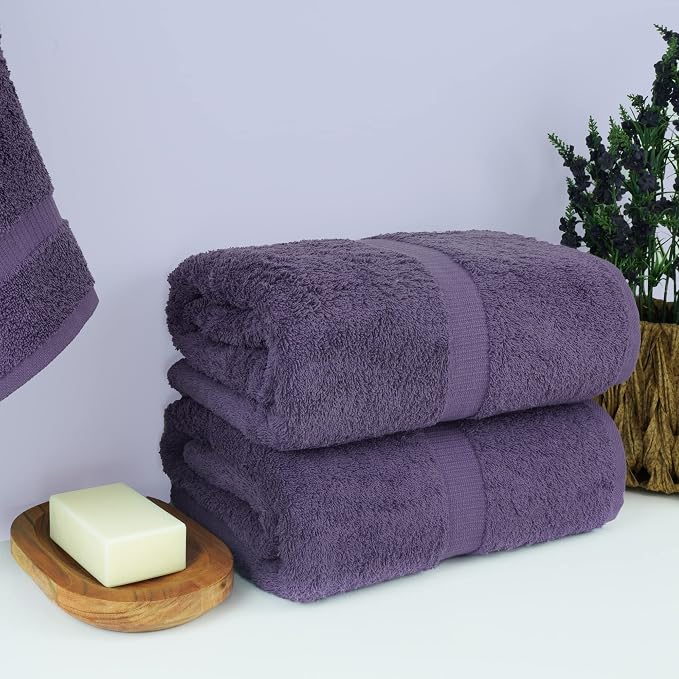 Chakir Turkish Linens 100% Cotton 2-Pack Bath Sheets 35x70, Plum | Premium - Image 2