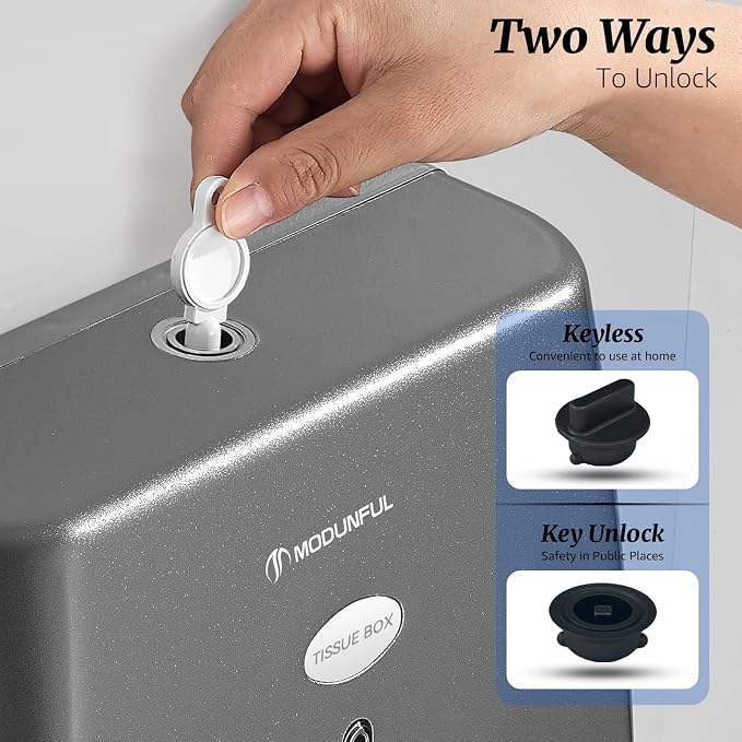 modunful Wall-Mounted Paper Towel Dispenser: Built-in Sample Towel – ABS Wall - Image 3
