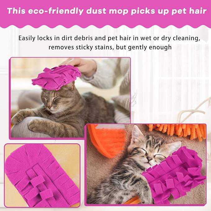 Zubebe 6 Pcs Reusable Duster Refills Fleece, Peach Red | Soft Polyester Fiber - Image 4