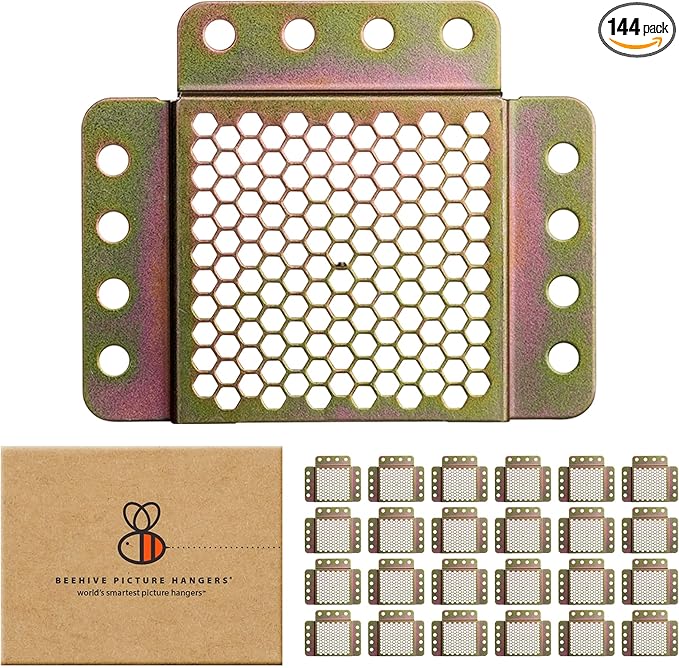 144 Pcs Picture Hanging Kit, The Ultimate Picture Hangers for Wood Frames and Canvases, for use on Drywall, Requires No Measuring or Moving Hardware to Hang Artwork, Hangs 12 Frames
