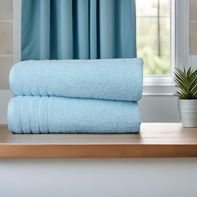 8 Piece Towel Set, 2 XL Bath, 2 Hand, 4 Washcloth, Sky Blue | 100% Cotton - Image 4