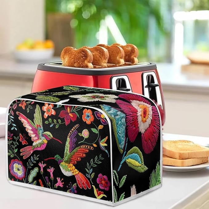 Hummingbird Print Toaster Cover 4 Slice Universal Size Kitchen Appliance Cover Dust Fingerprint Protection Kitchen Home Decor