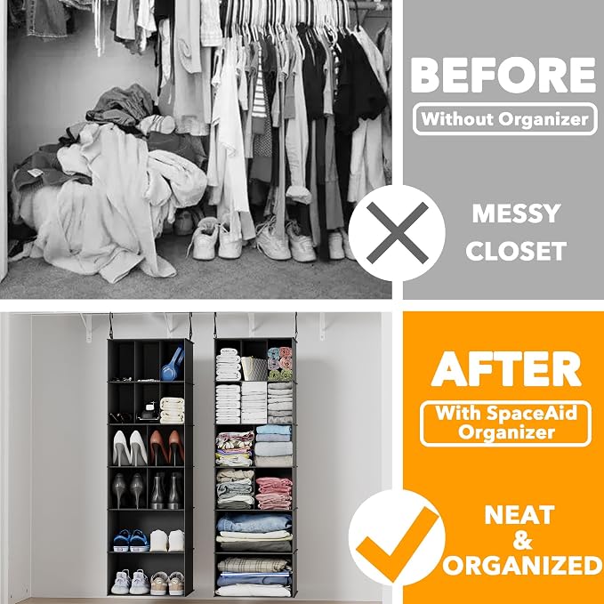 SpaceAid 2 Pack Hanging Closet Organizer and Storage - Image 3