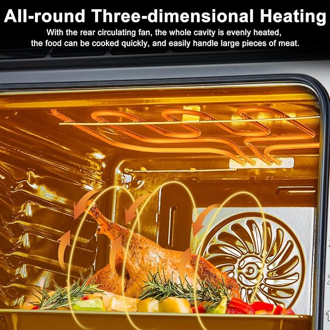 24 in Built-in Electric Wall Oven with Knob Control,70 L (2.47 Cu.Ft) Capacity,3000W Convection System & Self-Cleaning,Blue Enamel Interior,CSA Certified