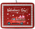 Valentine Red Truck Love Heart Dish Drying Mat 16x18 Inch Happy Valentine's Day by Kwlegh