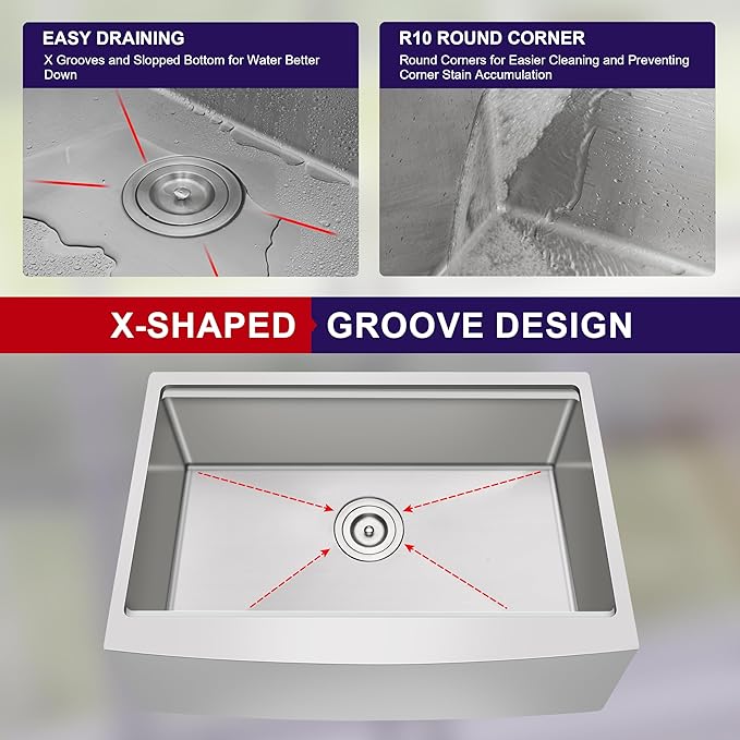 30 Inch Workstation Farmhouse Kitchen Sink 16 Gauge Stainless Steel Undermount Apron Front Sinks with Accessories Combo 30" x 21" x 10"
