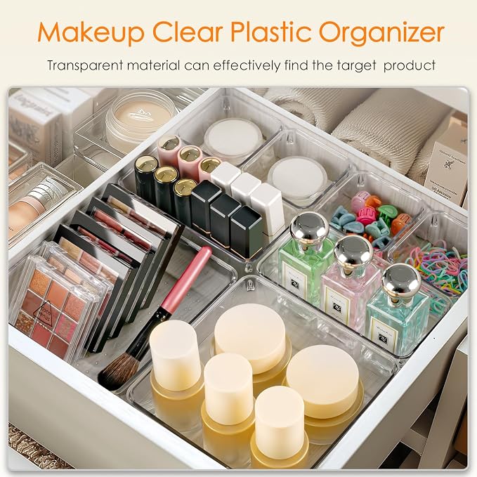Drawer Organizer, 26 Pack Clear Plastic Drawer Organizer Bins, Versatile - Image 5