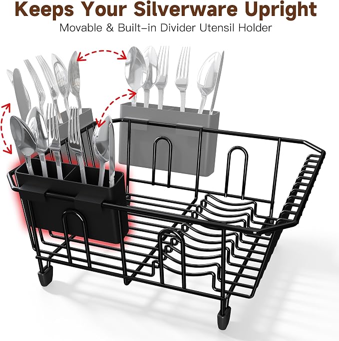 JASIWAY in Sink Dish Drying Rack, Stainless Steel Small Black Dish Drainer | - Image 8