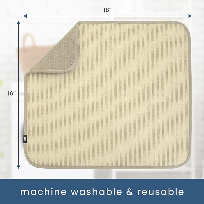 S&T INC. Dish Drying Mat, Distressed Lines | Absorbent Microfiber, Kitchen - Image 6